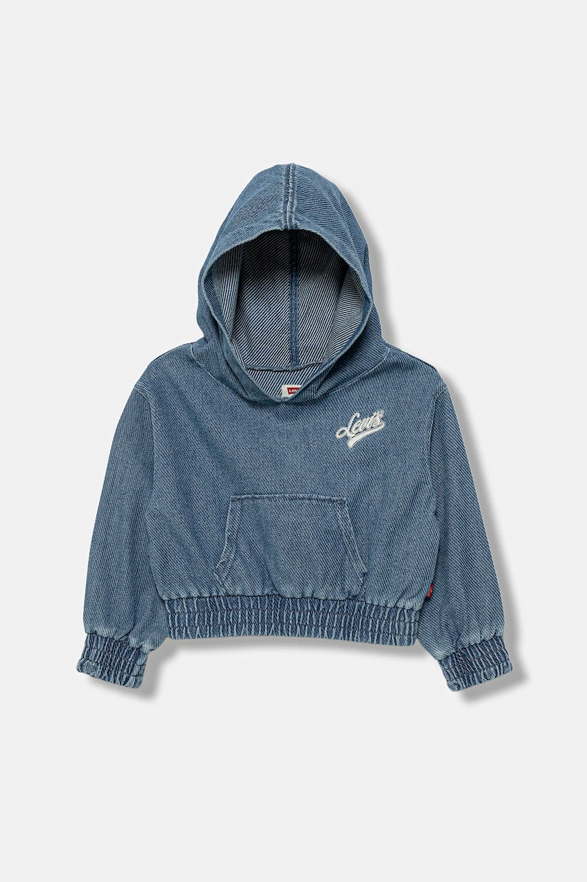 Levně Dětská mikina Levi's DENIM HOODIE modrá barva, s kapucí, s aplikací, 3EN961