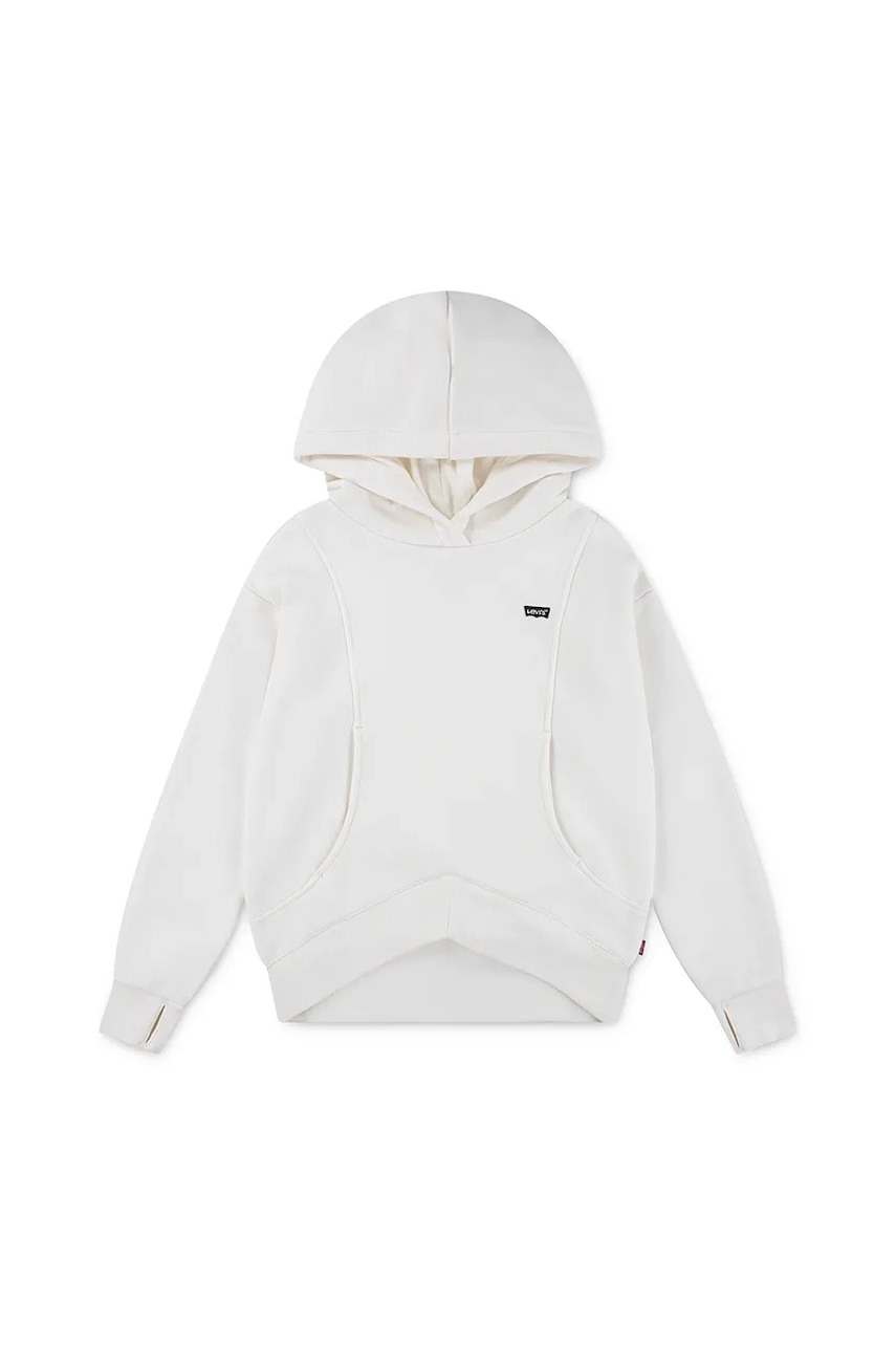 Levi\'s bluză copii BATWING PATCH HOODIE culoarea bej, cu glugă, uni, 4EN447