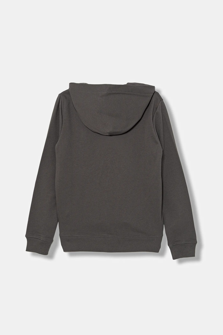 Детская хлопковая кофта Calvin Klein Jeans цвет серый с капюшоном с аппликацией IU0IU00679 Детская хлопковая кофта Calvin Klein Jeans цвет серый с капюшоном с аппликацией IU0IU00679