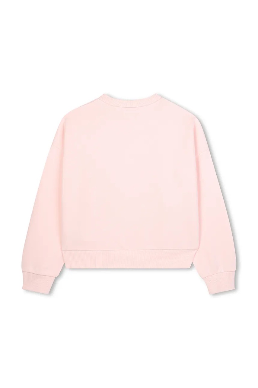 Детская хлопковая кофта Kenzo Kids цвет розовый с капюшоном с принтом K61369