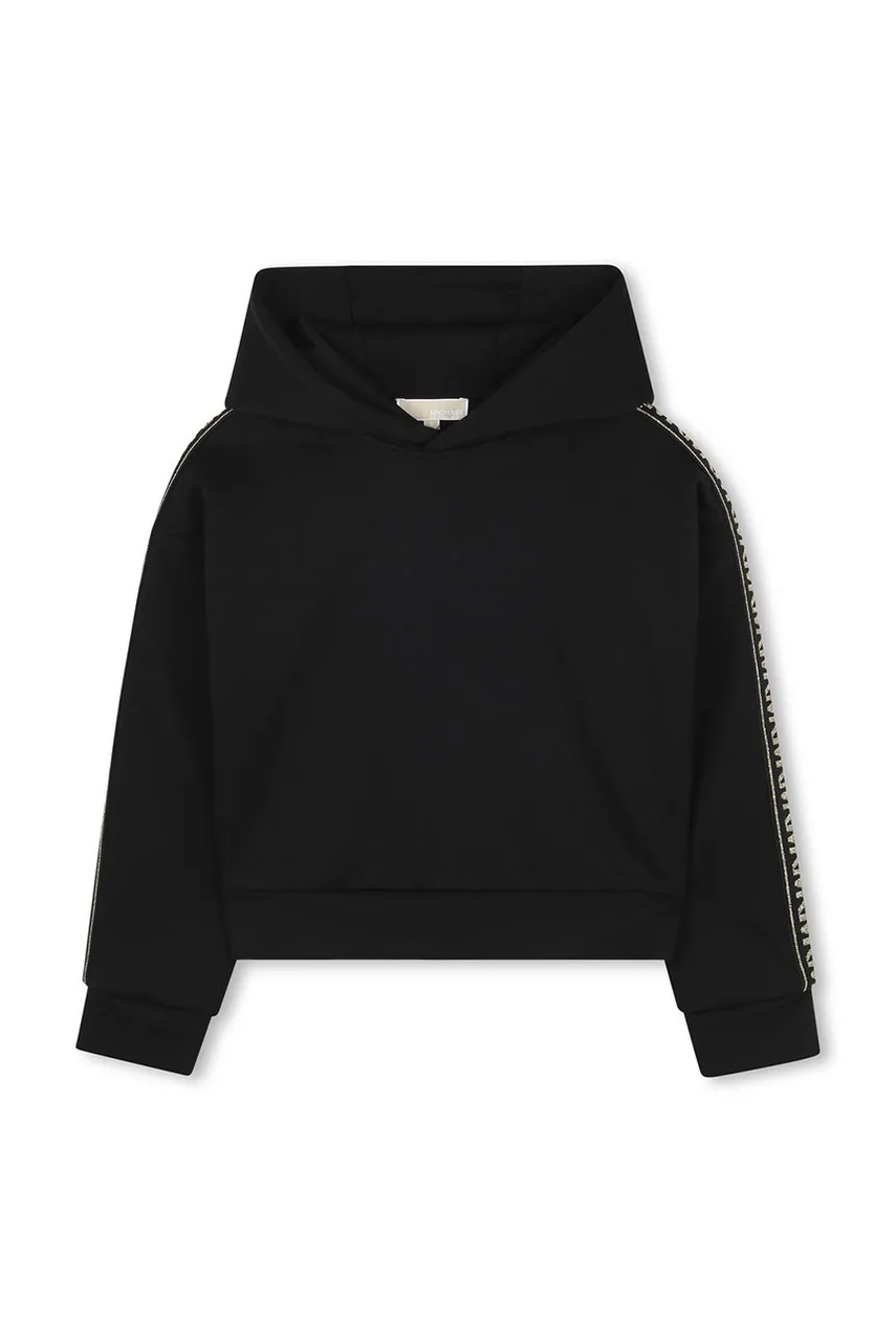 Детская кофта Michael Kors цвет чёрный с капюшоном с принтом R30478 Детская кофта Michael Kors цвет чёрный с капюшоном с принтом R30478