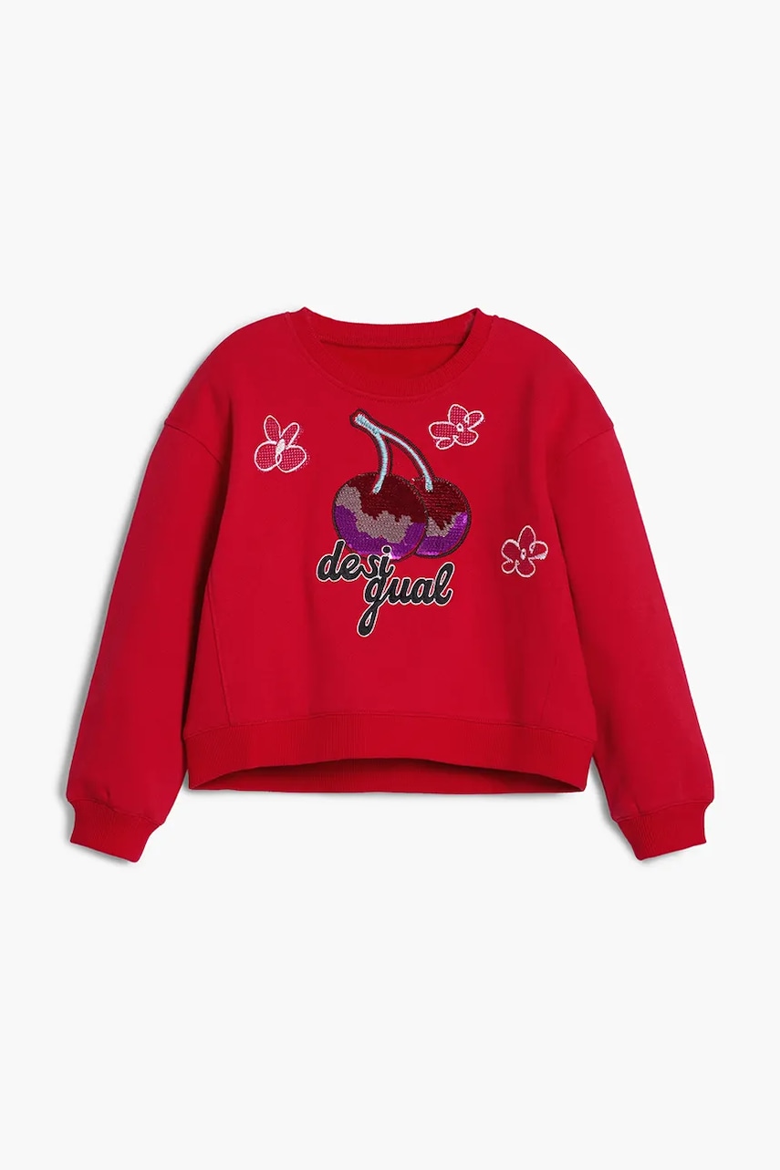 Desigual hanorac de bumbac pentru copii culoarea roșu, cu imprimeu, 25WGSK07