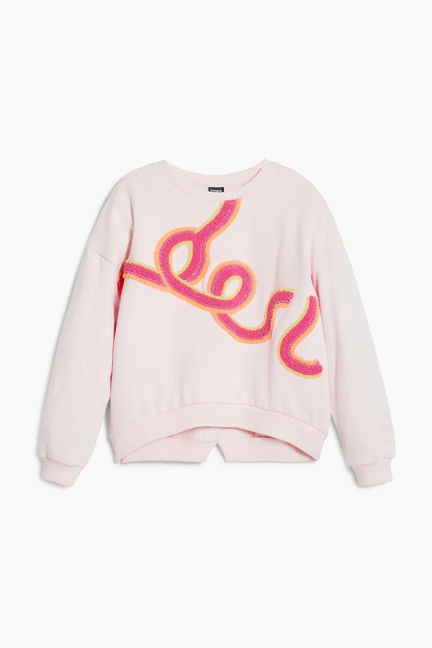 Детская хлопковая кофта Desigual цвет розовый с аппликацией 25WGSK08 Детская хлопковая кофта Desigual цвет розовый с аппликацией 25WGSK08