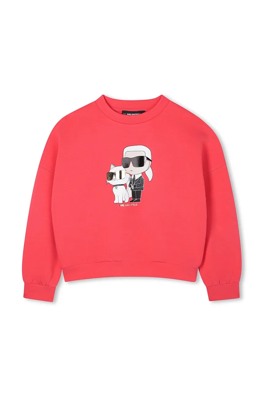 Karl Lagerfeld bluză copii culoarea roz, uni, Z30606