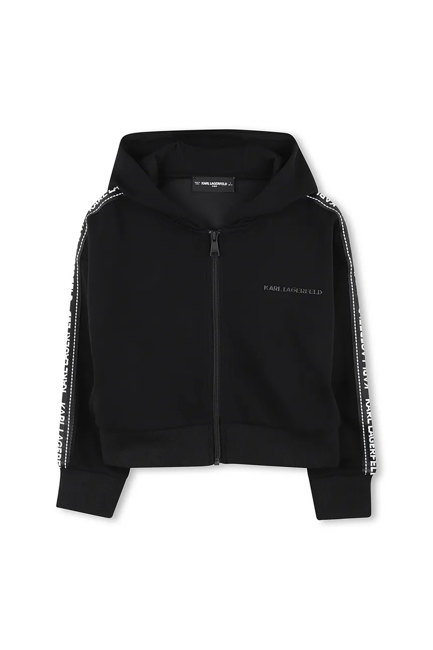 Детская кофта Karl Lagerfeld цвет чёрный с капюшоном однотонная Z30609 Детская кофта Karl Lagerfeld цвет чёрный с капюшоном однотонная Z30609