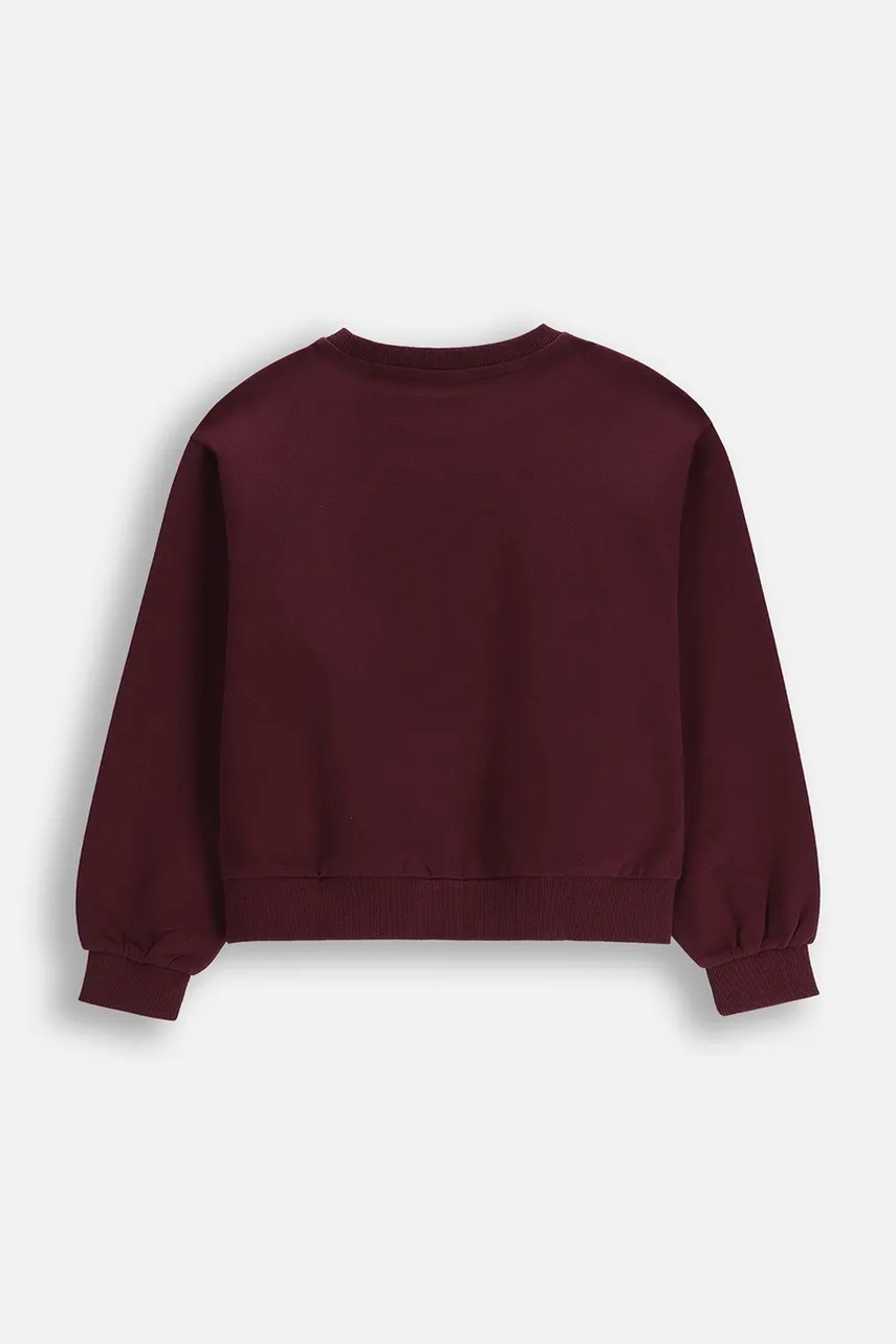 Детская хлопковая кофта Coccodrillo цвет бордовый с принтом ACADEMY GIRL JUNIOR