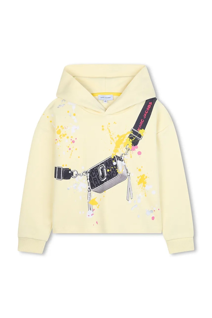 Детская хлопковая кофта Marc Jacobs цвет жёлтый с капюшоном узор W60573 Детская хлопковая кофта Marc Jacobs цвет жёлтый с капюшоном узор W60573