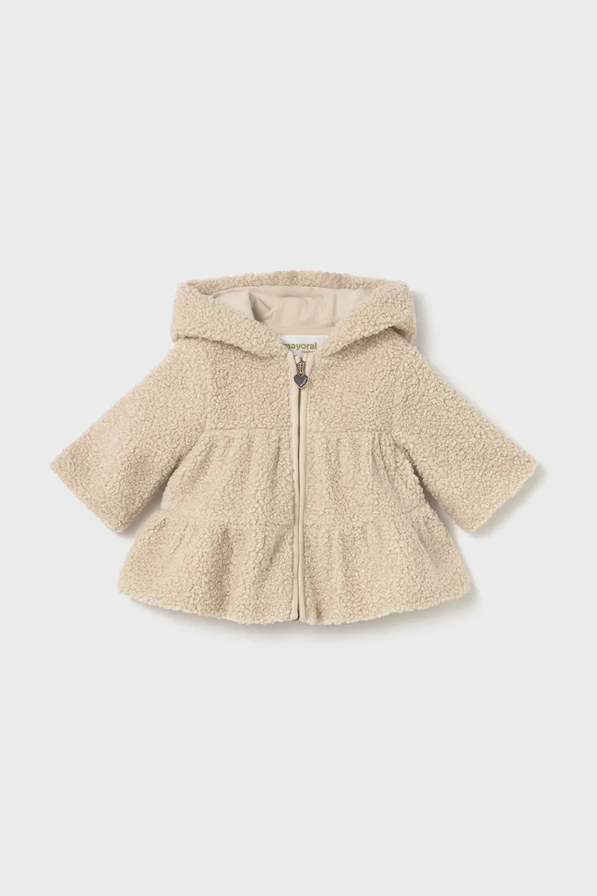 Mayoral Newborn bluză bebe culoarea bej, cu glugă, uni, 2413
