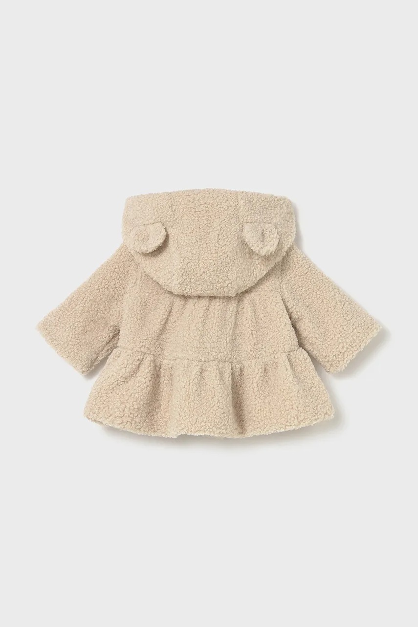 Кофта для младенцев Mayoral Newborn цвет бежевый с капюшоном однотонная 2413