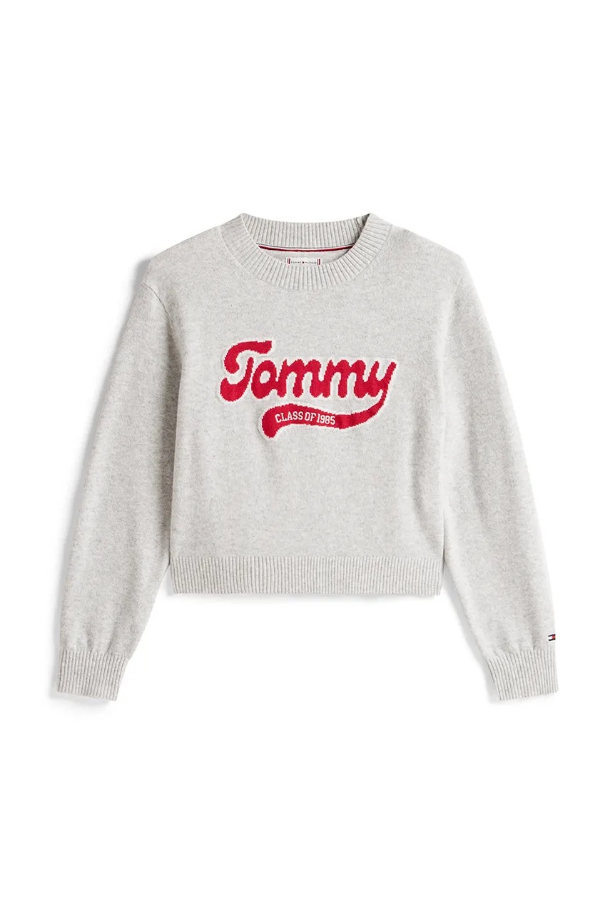 Детская кофта Tommy Hilfiger цвет серый однотонная KG0KG08842