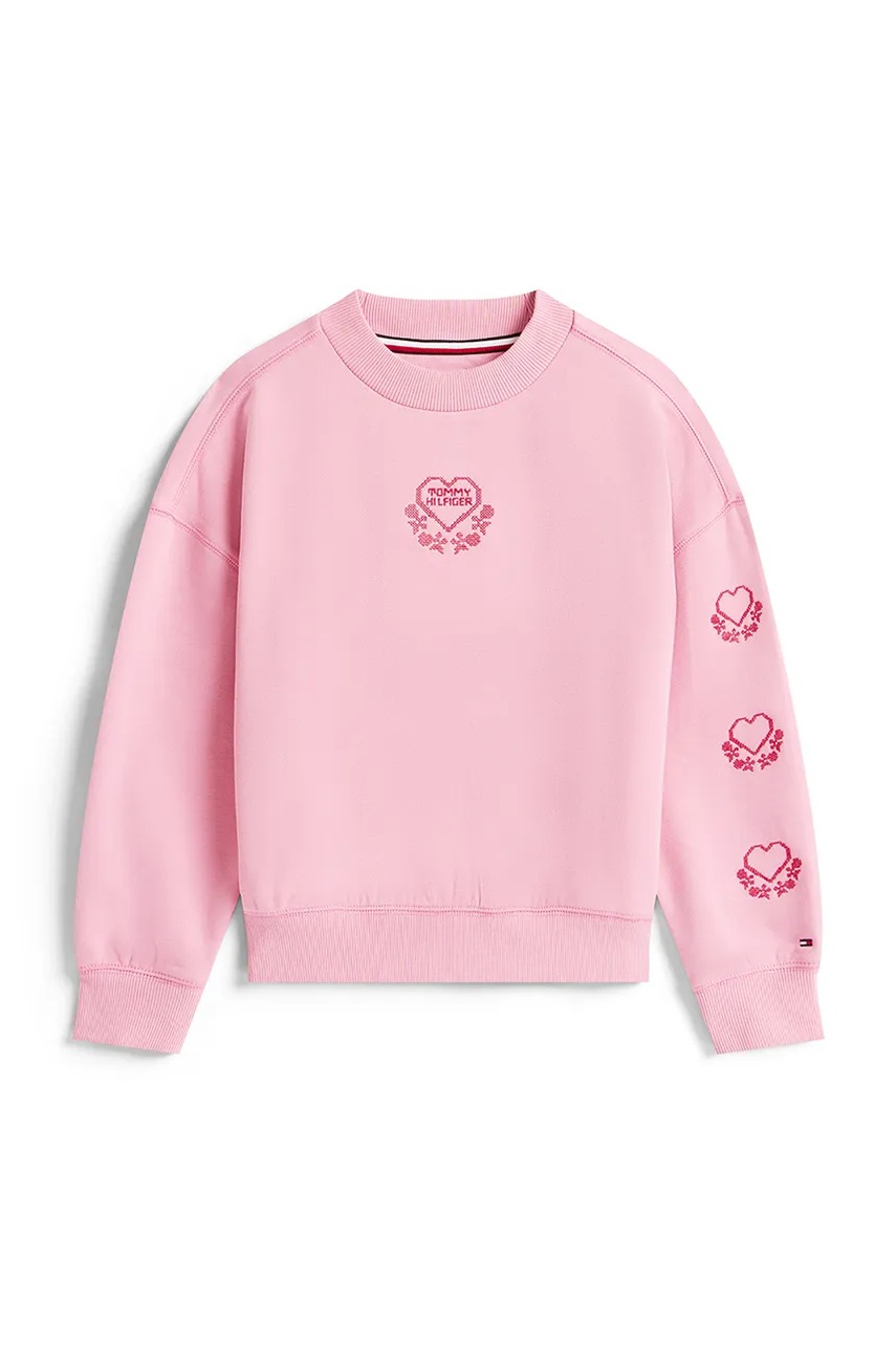 Детская хлопковая кофта Tommy Hilfiger цвет розовый с аппликацией KG0KG08782