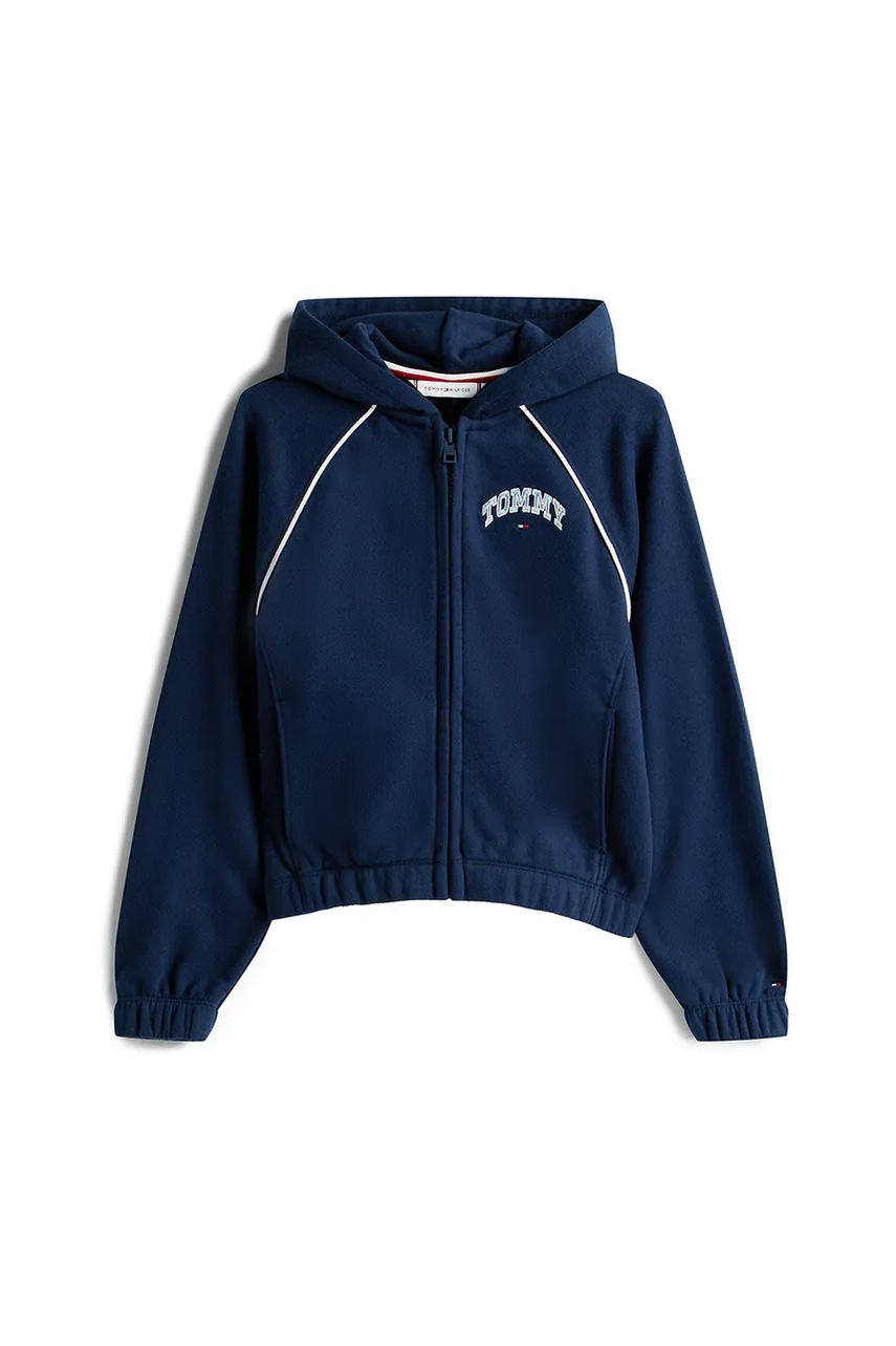 Детская кофта Tommy Hilfiger цвет синий с капюшоном однотонная KG0KG08783
