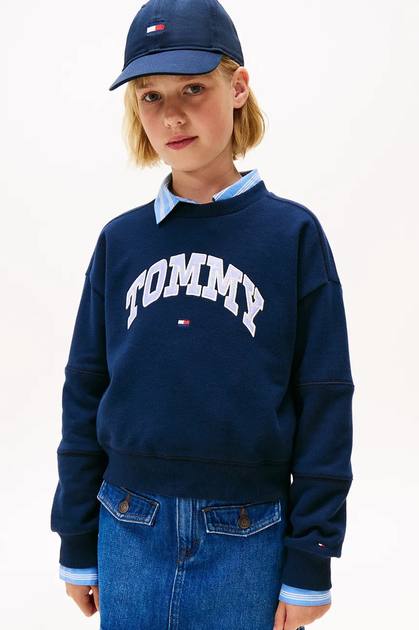 Levně Dětská mikina Tommy Hilfiger tmavomodrá barva, KG0KG08785