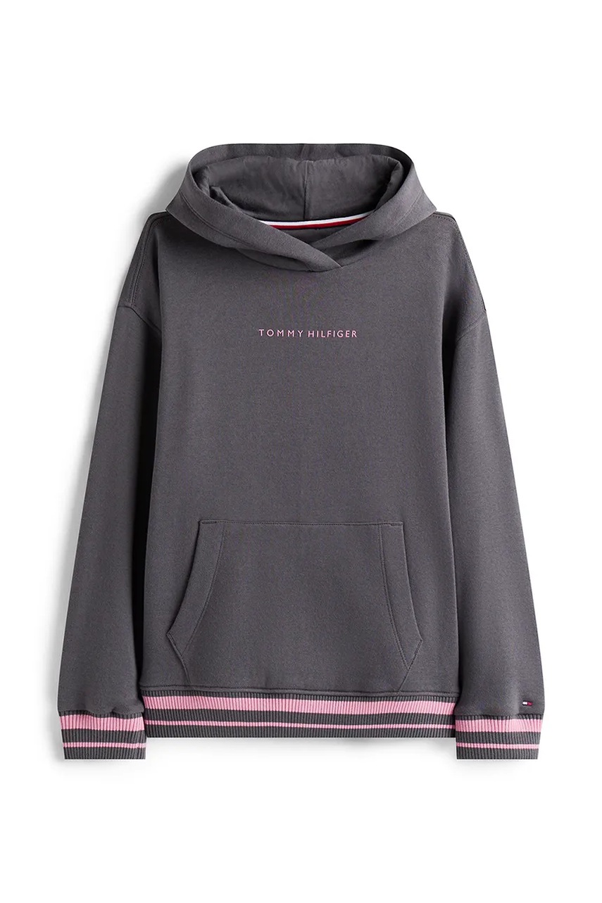Детская кофта Tommy Hilfiger цвет серый с капюшоном с принтом KG0KG08885