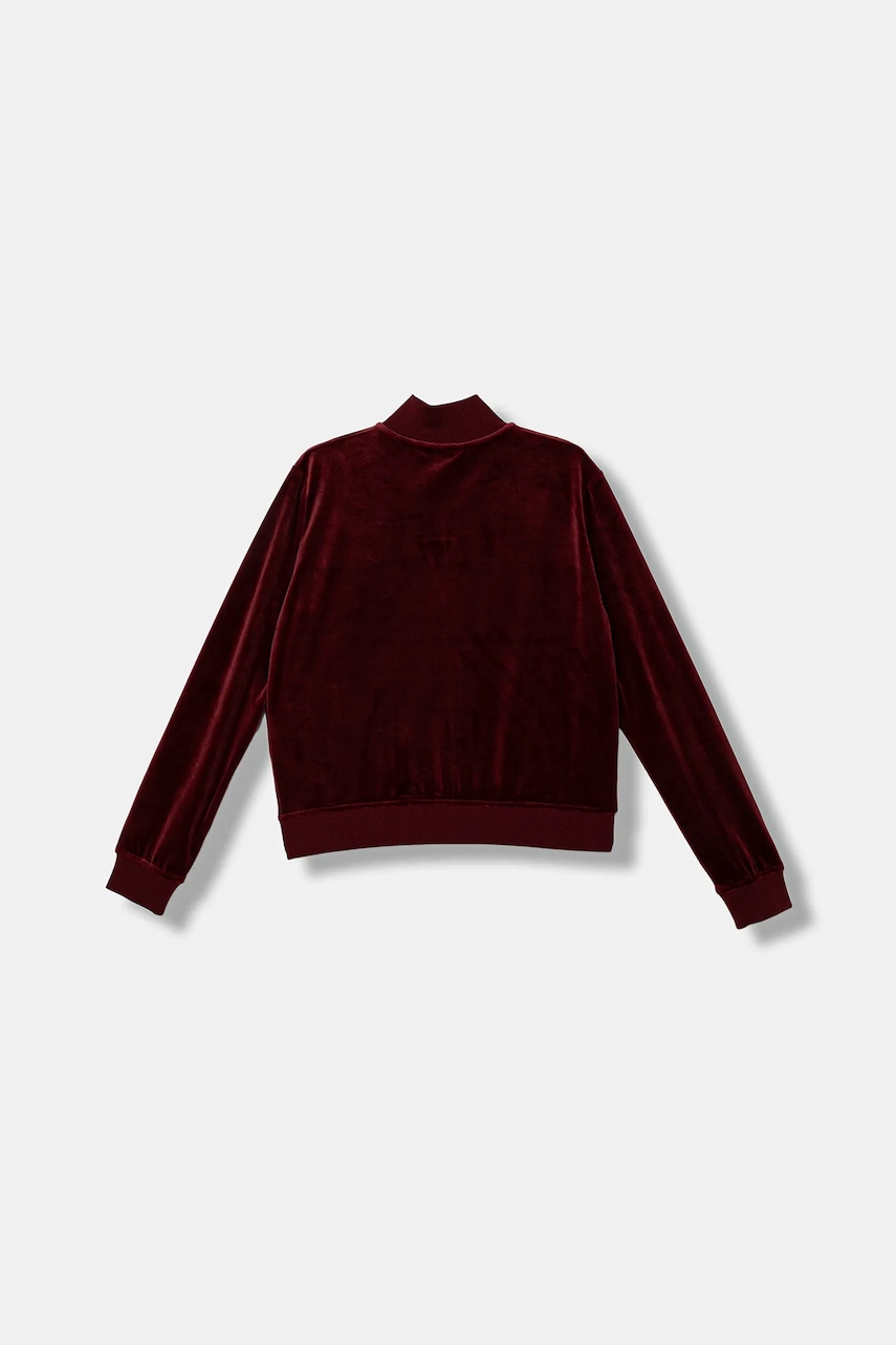 Детская толстовка из велюра Guess цвет красный с капюшоном с аппликацией J4RQ22 K0232 Детская толстовка из велюра Guess цвет красный с капюшоном с аппликацией J4RQ22 K0232