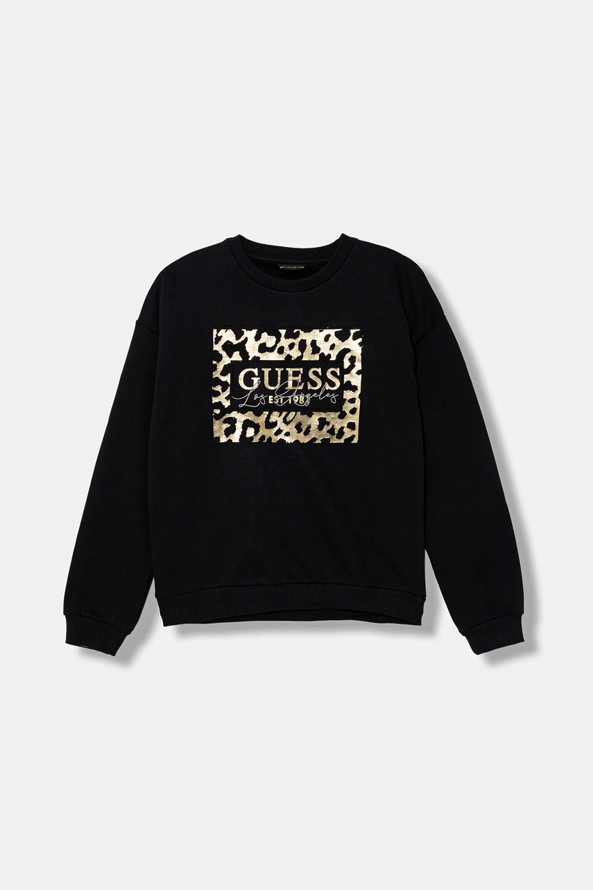 Levně Dětská bavlněná mikina Guess černá barva, s potiskem, J5BQ00 KAV34
