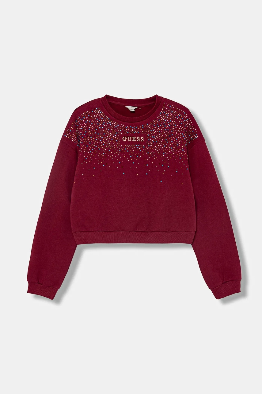 

Детски памучен суичър Guess в бордо с апликация J5BQ05 KAV34