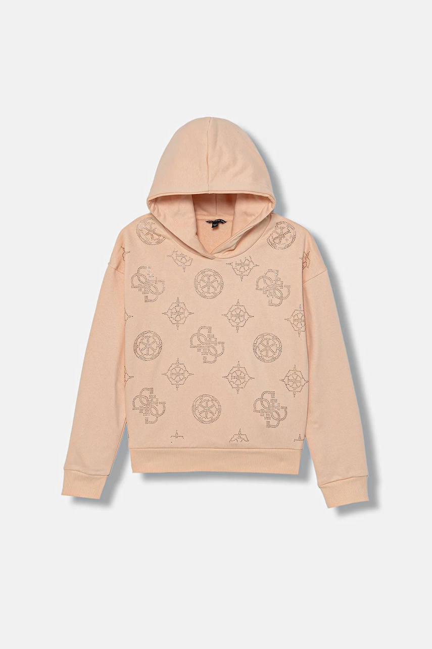 Levně Dětská mikina Guess oranžová barva, s kapucí, s aplikací, J5BQ09 KCKF2