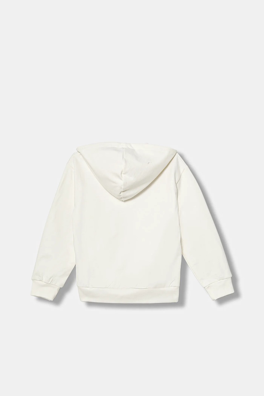 Детская хлопковая кофта Guess цвет бежевый с капюшоном однотонная J5BQ26 KAD74