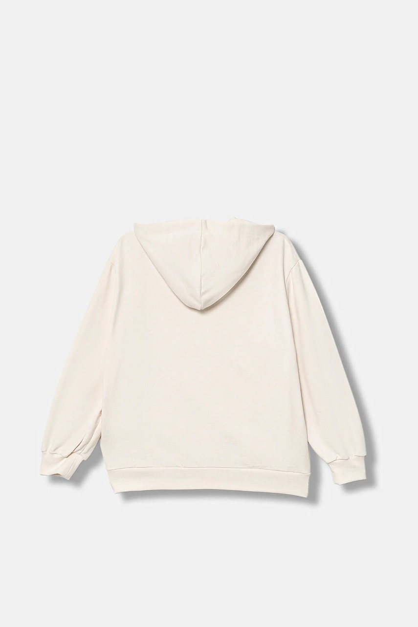 Детская хлопковая кофта Elisabetta Franchi цвет бежевый с капюшоном с аппликацией EFFE156.0.FF002 Детская хлопковая кофта Elisabetta Franchi цвет бежевый с капюшоном с аппликацией EFFE156.0.FF002