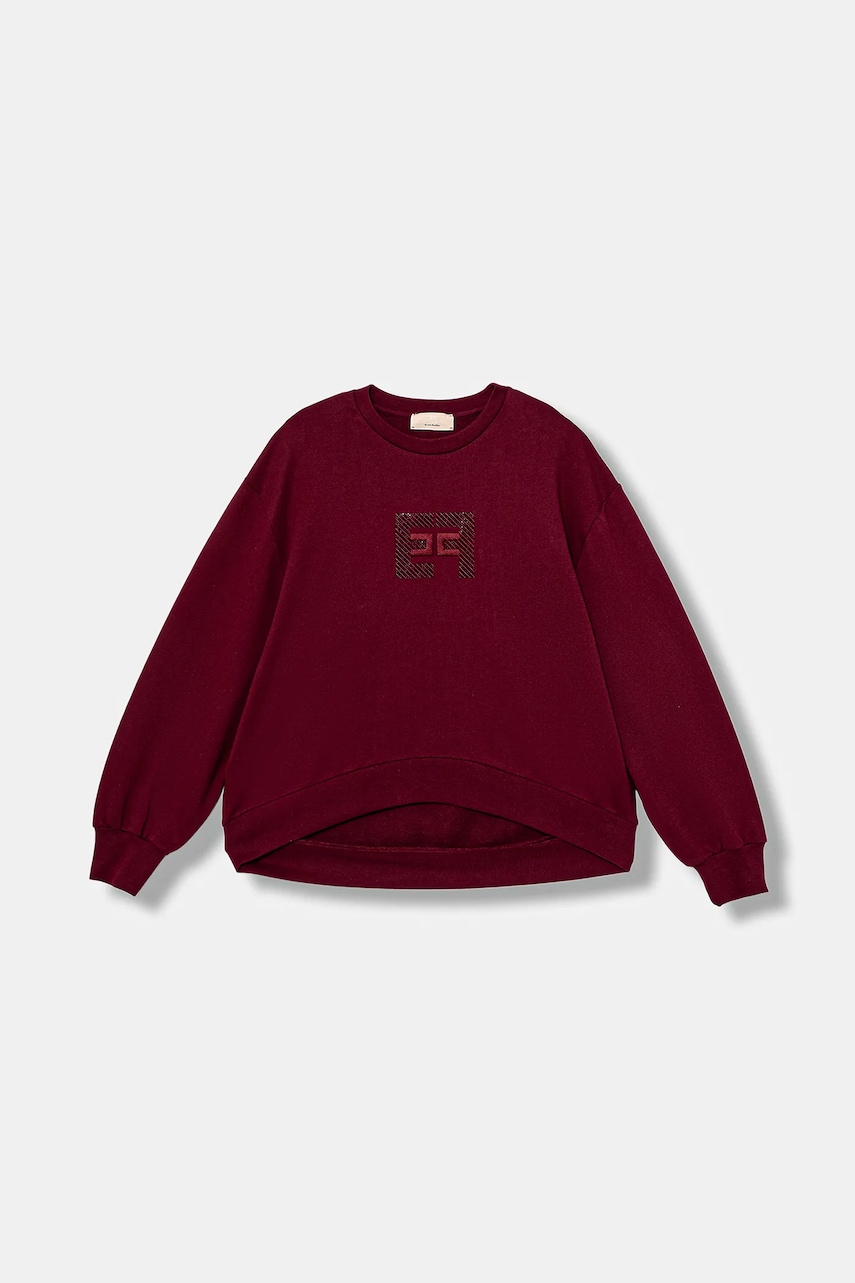 Elisabetta Franchi hanorac de bumbac pentru copii culoarea bordo, cu imprimeu, EFFE158.0.FF002