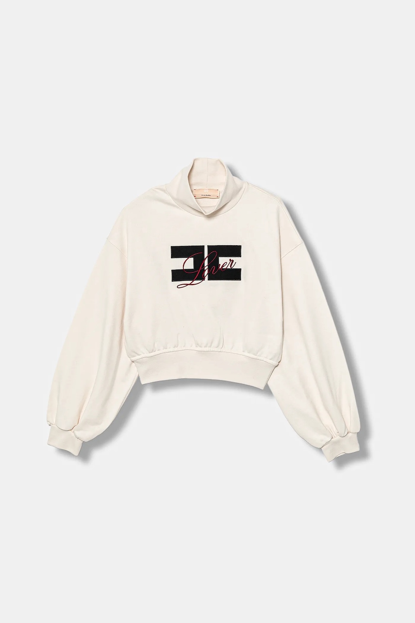 Elisabetta Franchi hanorac de bumbac pentru copii culoarea bej, cu imprimeu, EFFE160.0.FF002