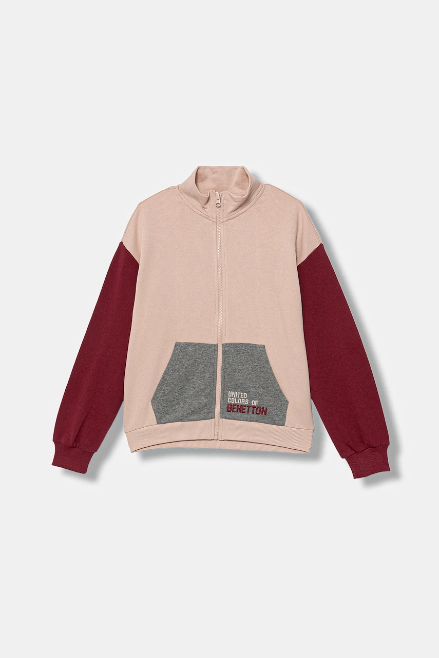 United Colors of Benetton hanorac de bumbac pentru copii culoarea roz, cu imprimeu, 3J68C505D