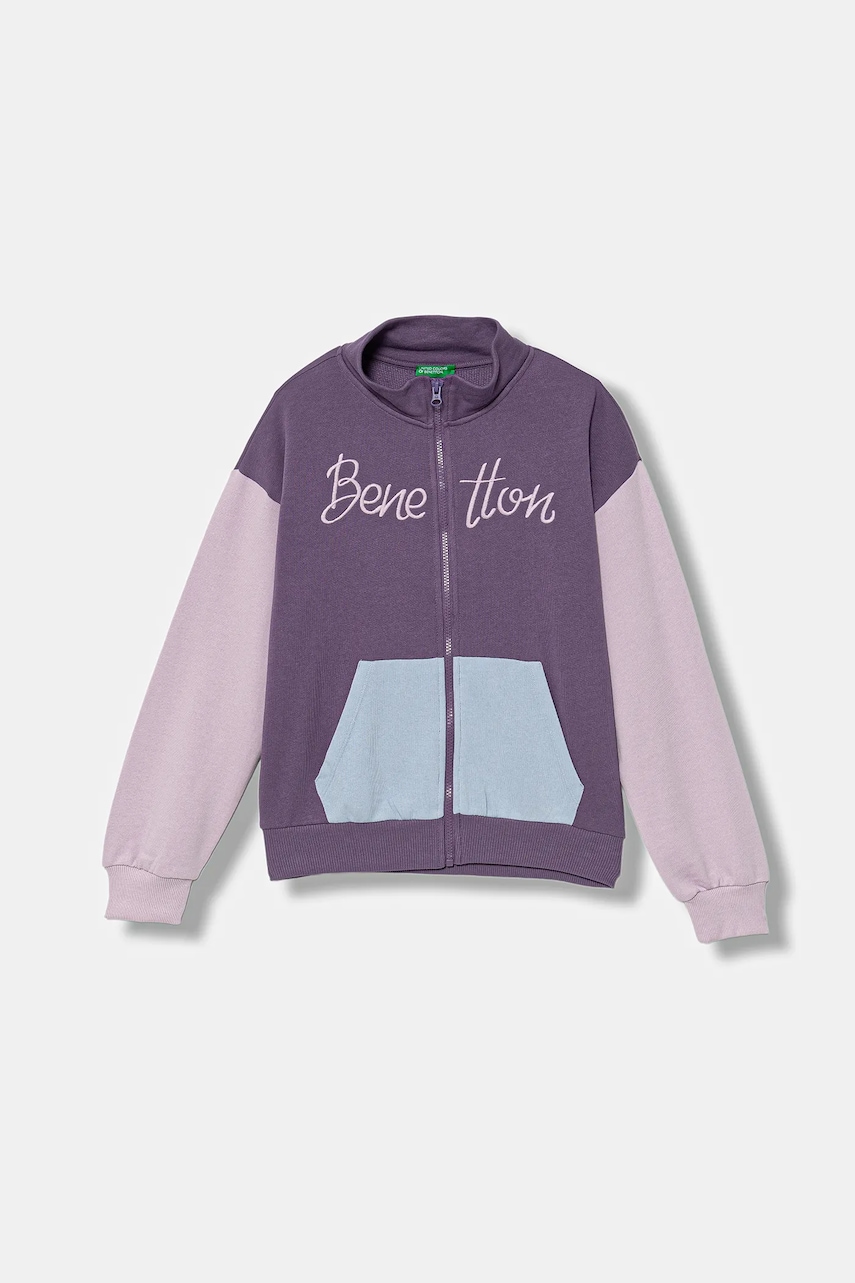 United Colors of Benetton hanorac de bumbac pentru copii culoarea violet, cu imprimeu, 3J68C505D