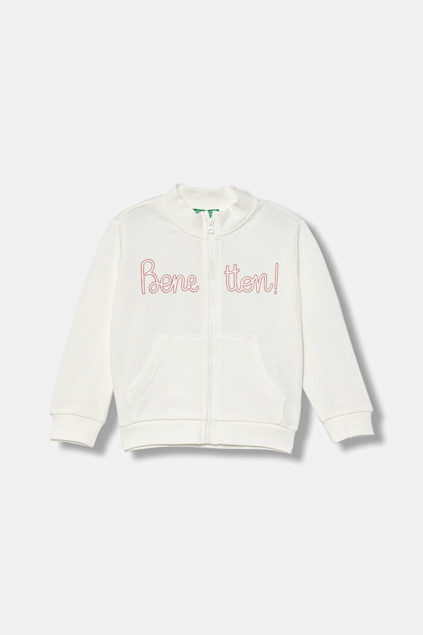 Levně Dětská bavlněná mikina United Colors of Benetton bílá barva, vzorovaná, 3J70G503U