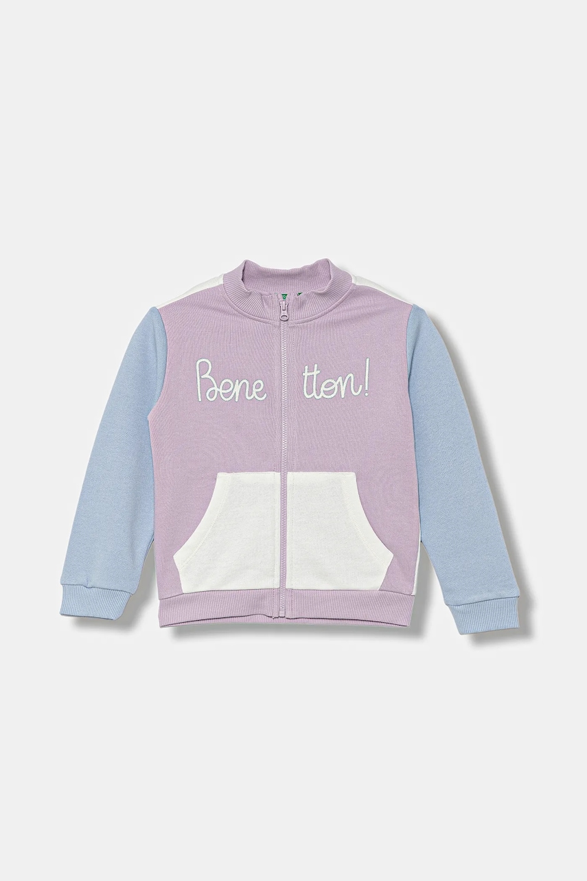 Levně Dětská bavlněná mikina United Colors of Benetton růžová barva, vzorovaná, 3J70G503U