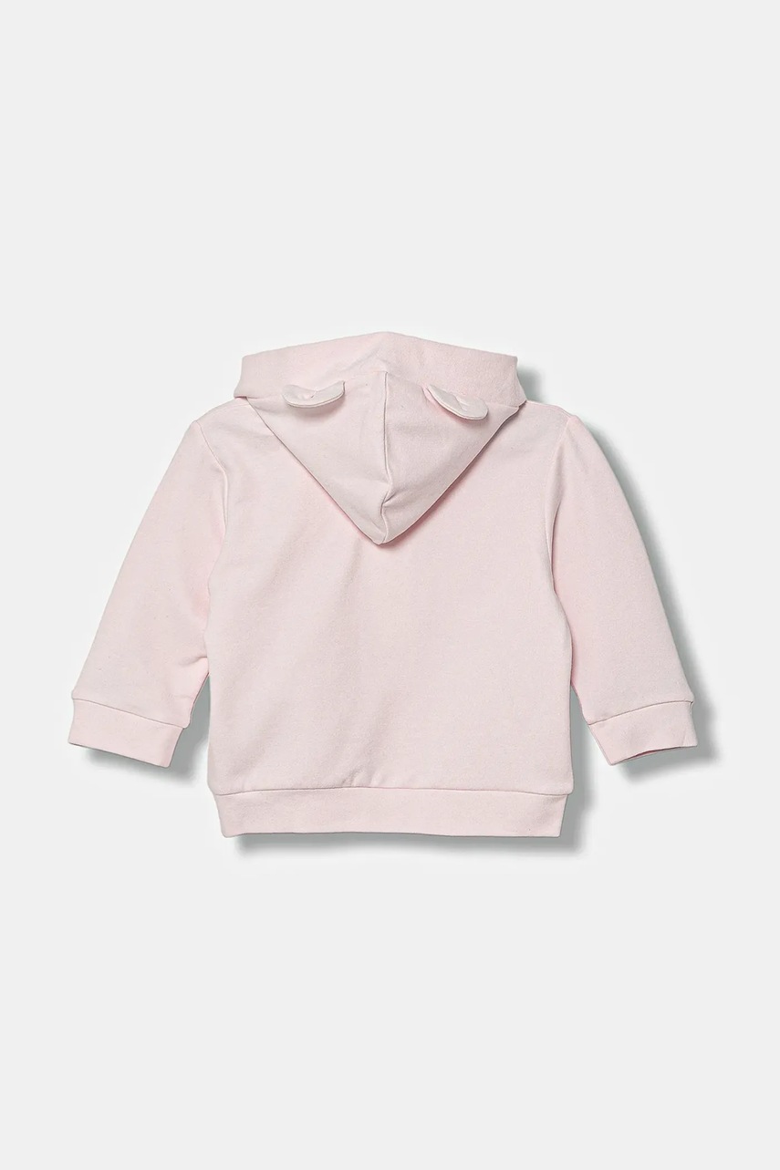 Кофта для младенцев United Colors of Benetton цвет розовый с капюшоном однотонная 3MDSA501M Кофта для младенцев United Colors of Benetton цвет розовый с капюшоном однотонная 3MDSA501M