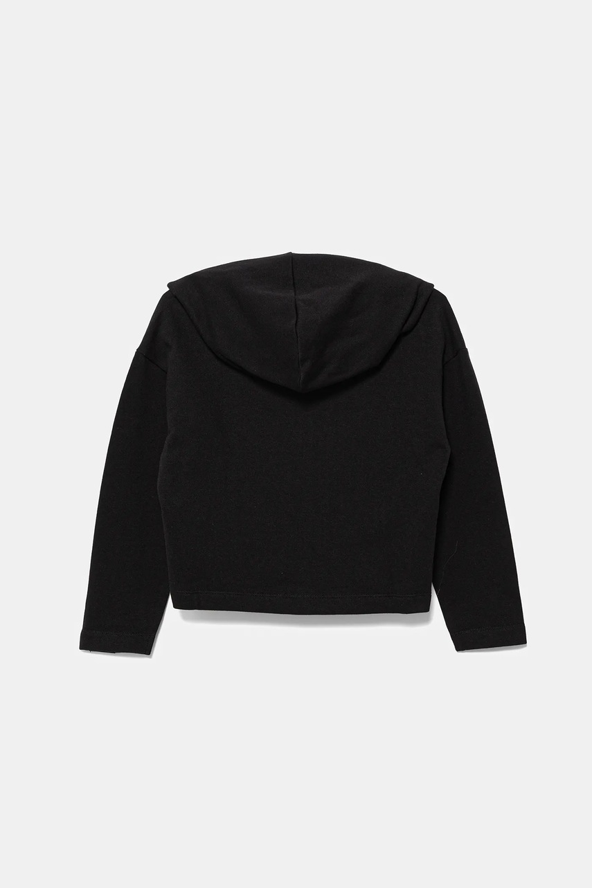 Детская хлопковая кофта United Colors of Benetton цвет чёрный с капюшоном однотонная 3NBMC505E