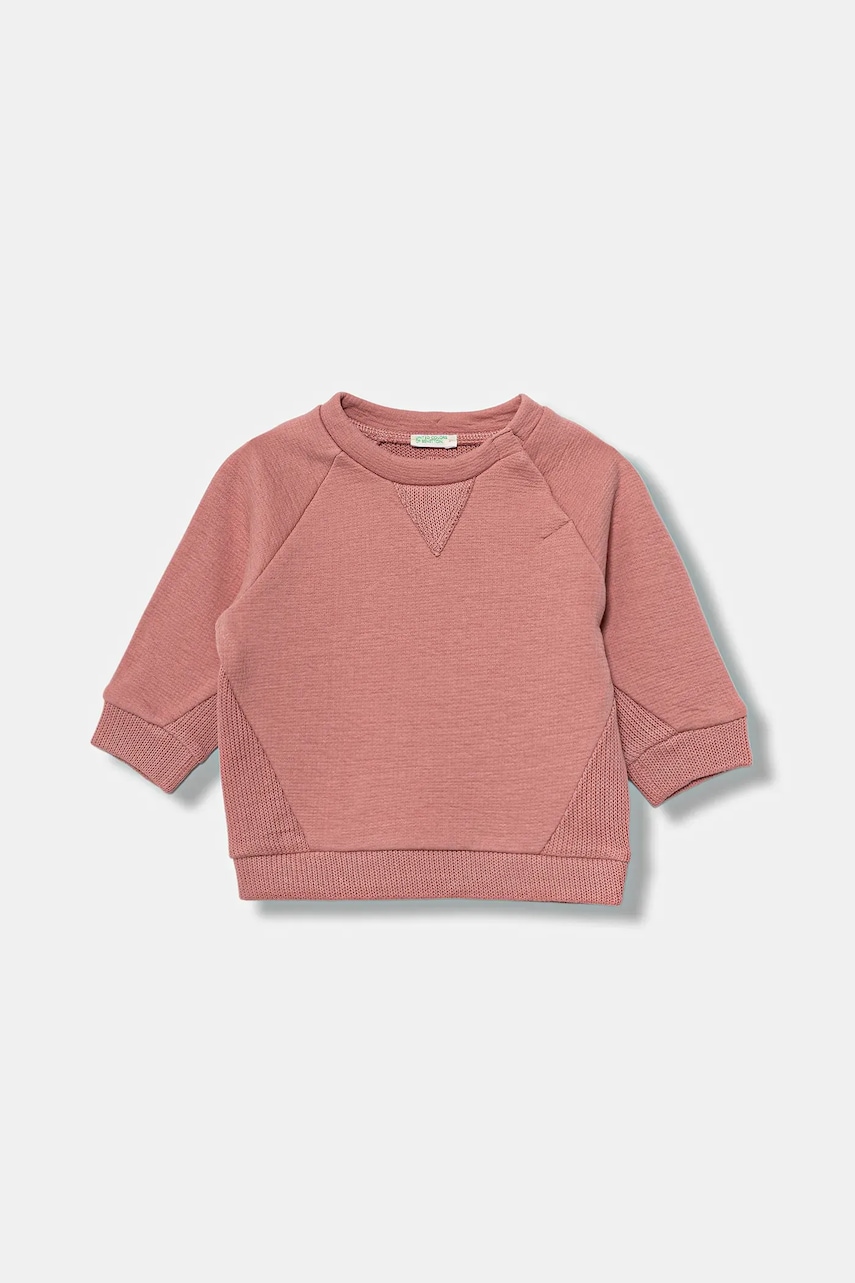United Colors of Benetton hanorac de bumbac pentru bebeluși culoarea portocaliu, uni, 3ITEA106H