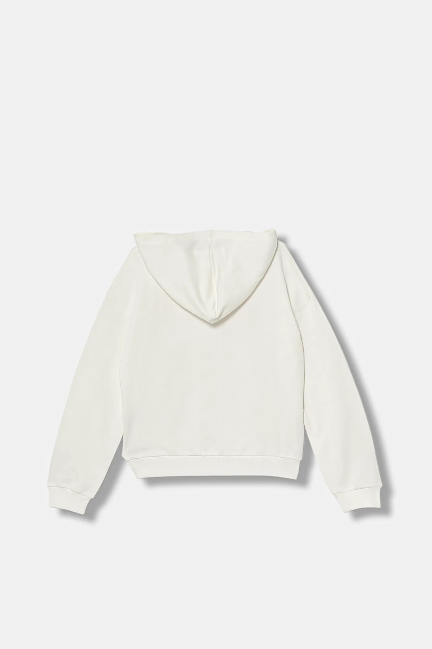 Детская хлопковая кофта United Colors of Benetton цвет белый с капюшоном с принтом 3J68C204W