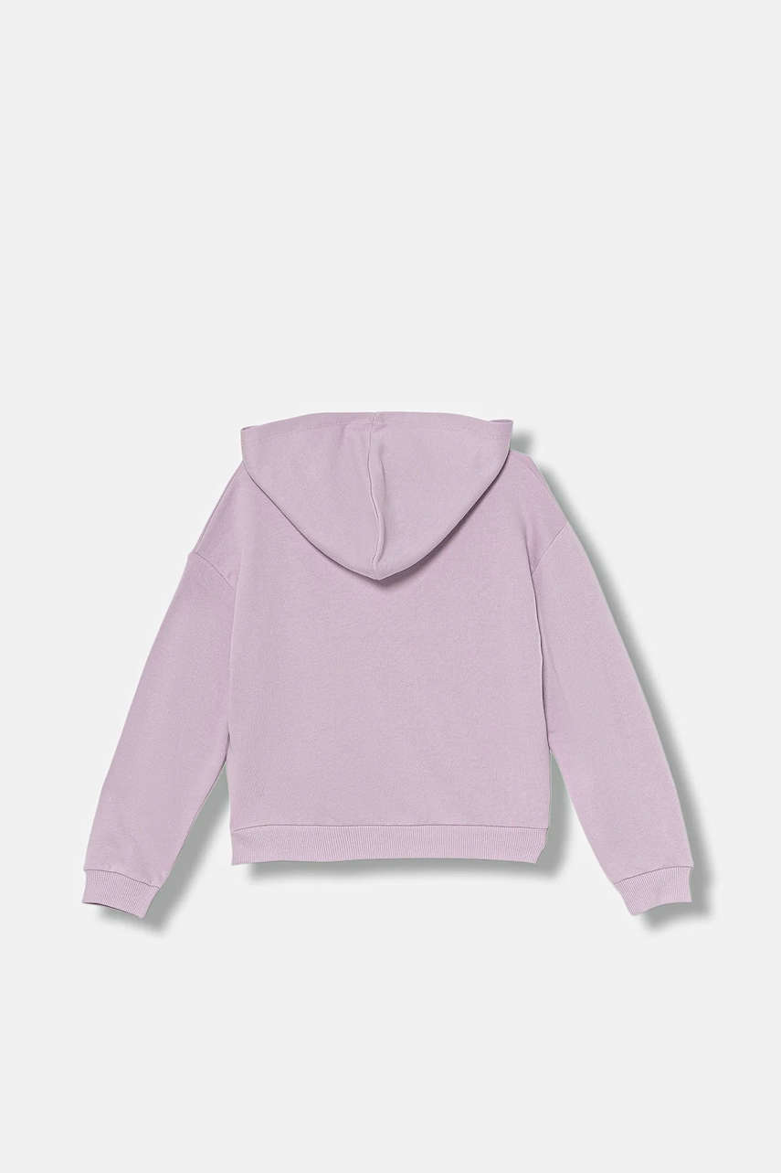 Детская хлопковая кофта United Colors of Benetton цвет фиолетовый с капюшоном с принтом 3J68C204W Детская хлопковая кофта United Colors of Benetton цвет фиолетовый с капюшоном с принтом 3J68C204W