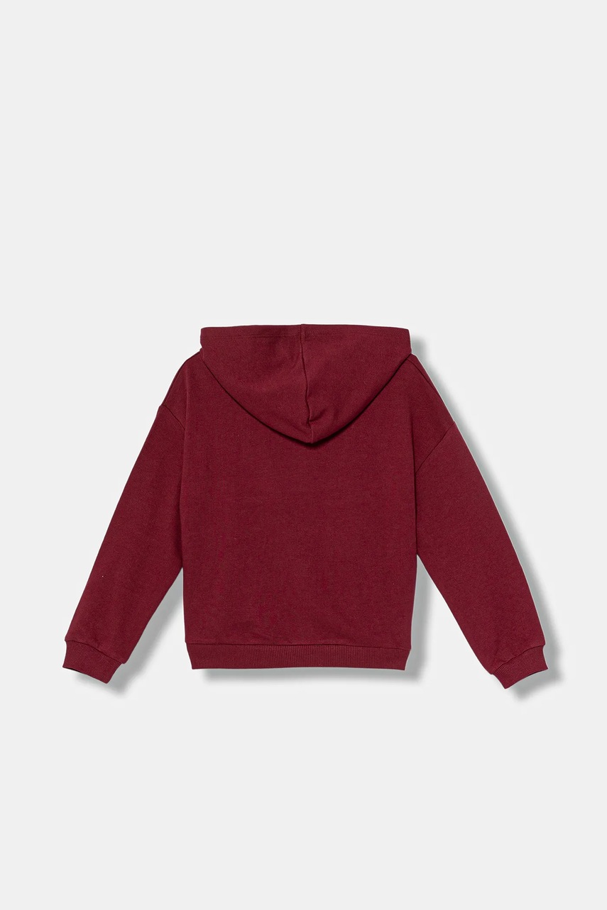 Детская хлопковая кофта United Colors of Benetton цвет бордовый с капюшоном с принтом 3J68C204W Детская хлопковая кофта United Colors of Benetton цвет бордовый с капюшоном с принтом 3J68C204W
