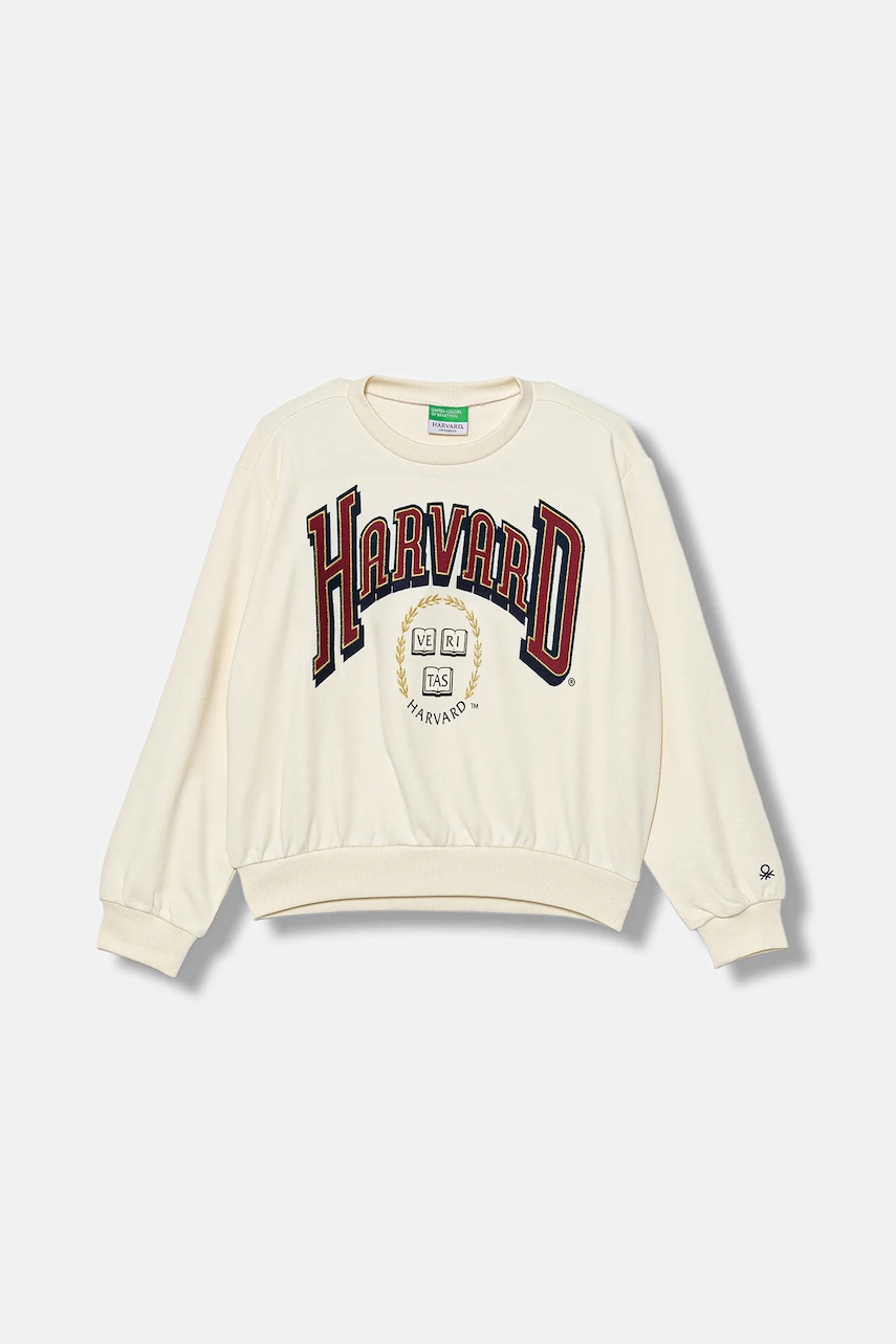 United Colors of Benetton bluză copii culoarea bej, cu imprimeu, 32N4C10PQ