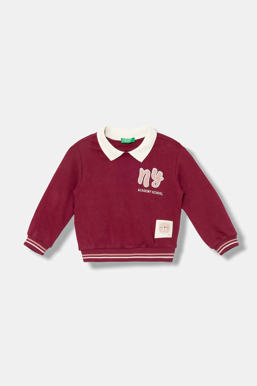 United Colors of Benetton bluză copii culoarea bordo, cu imprimeu, 32N4G10KJ