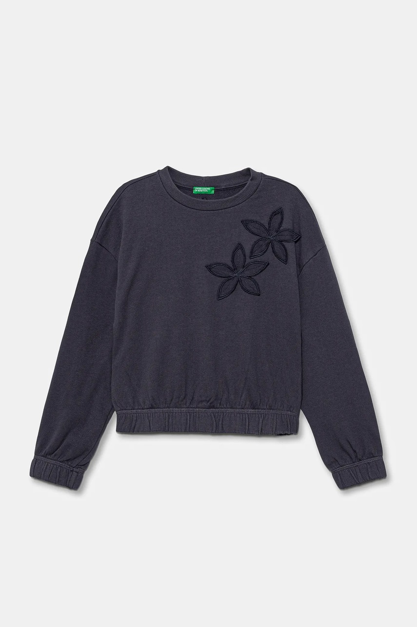 Levně Dětská bavlněná mikina United Colors of Benetton šedá barva, s aplikací, 33NVC10Q8