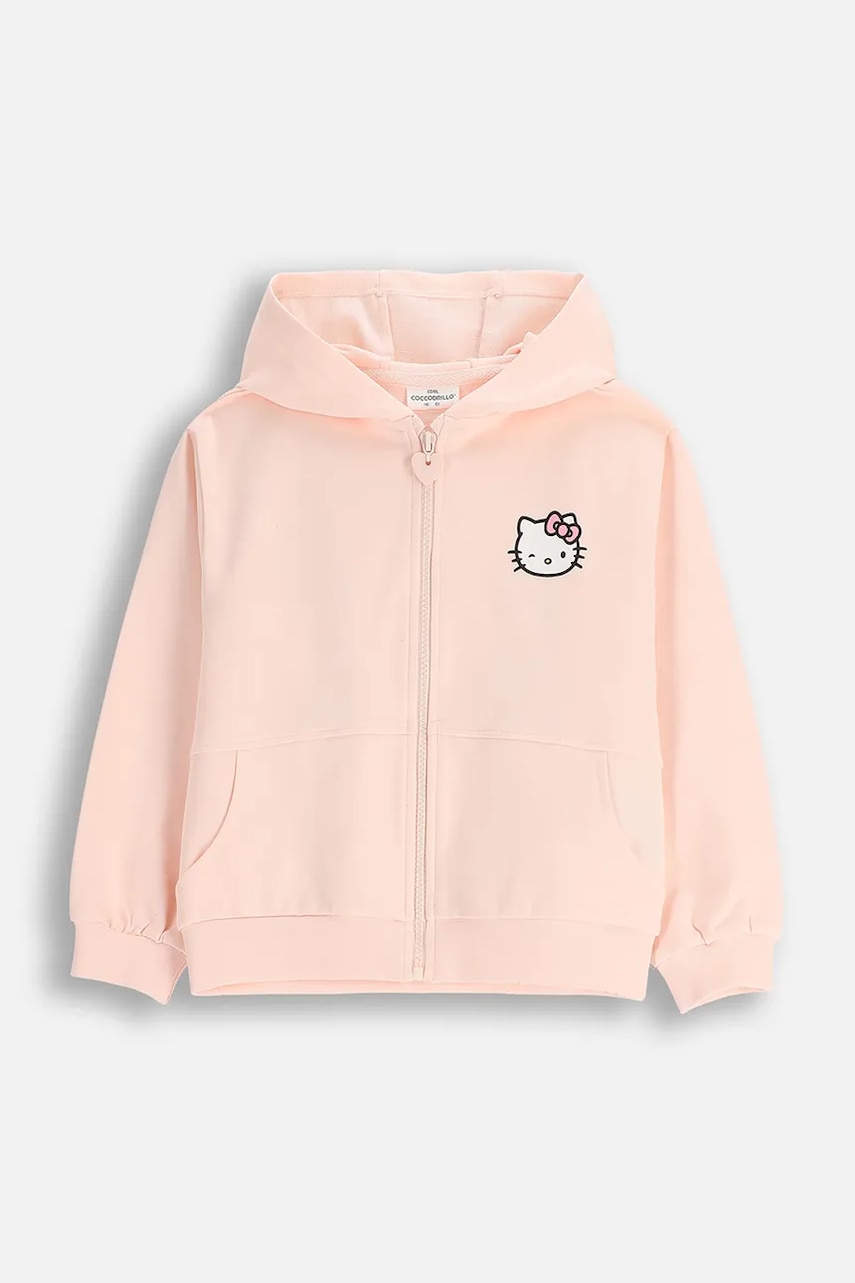 Coccodrillo hanorac de bumbac pentru copii culoarea roz, cu glugă, cu imprimeu, LICENCE GIRL