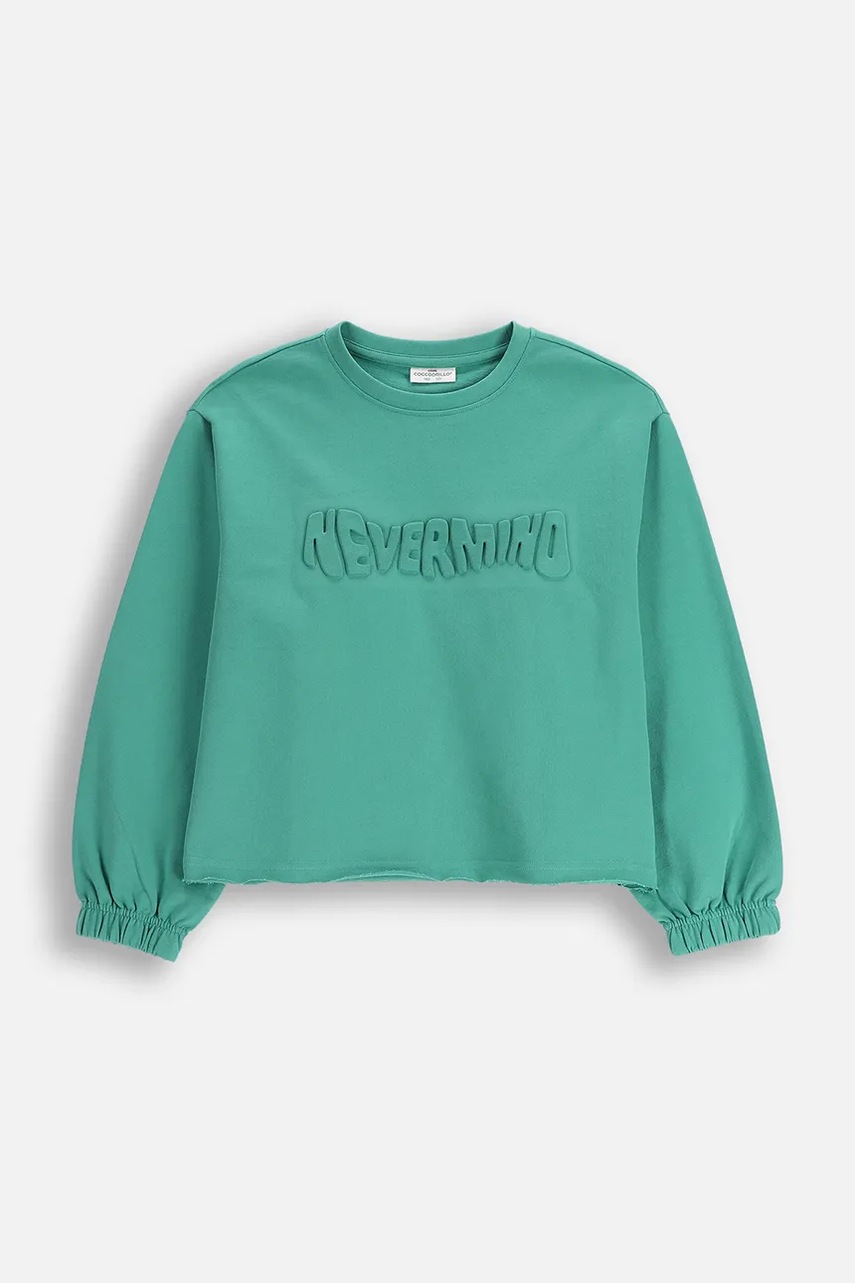 Детская хлопковая кофта Coccodrillo цвет зелёный с аппликацией RAVE GIRL JUNIOR