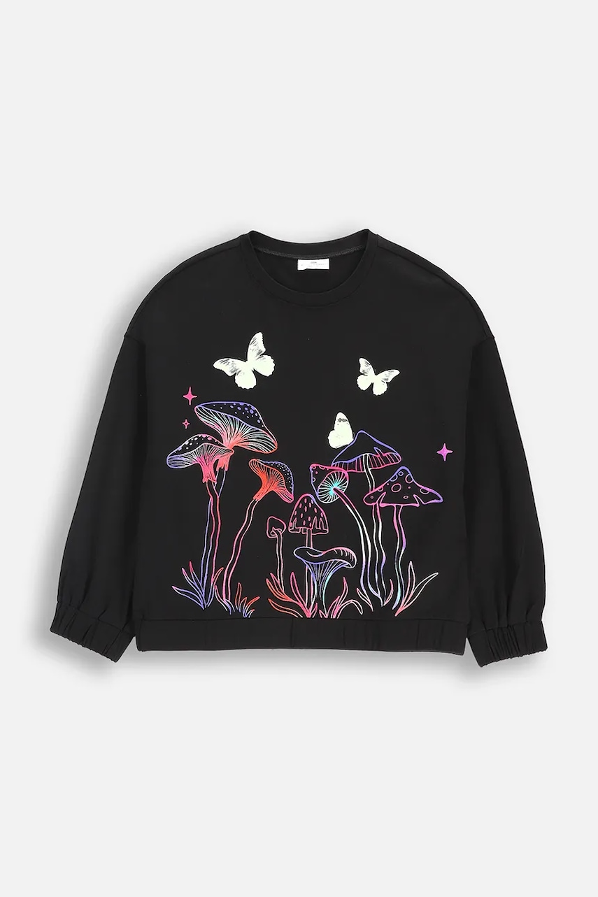 Coccodrillo hanorac de bumbac pentru copii culoarea negru, cu imprimeu, RAVE GIRL JUNIOR