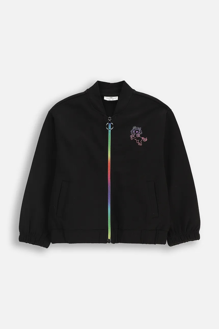 Coccodrillo bluză copii culoarea negru, cu glugă, cu imprimeu, RAVE GIRL KIDS