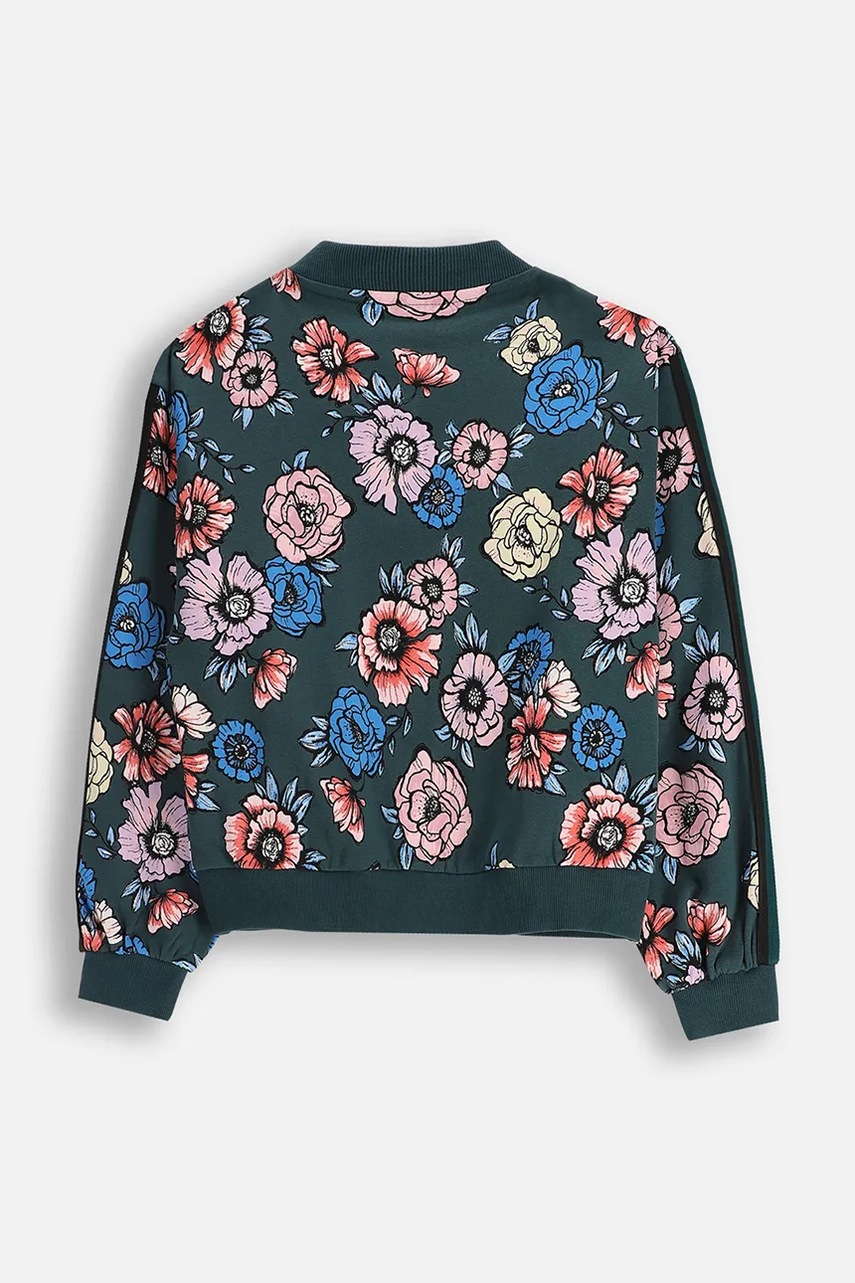 Детская хлопковая кофта Coccodrillo цвет зелёный узор FABOLOUS GIRL JUNIOR