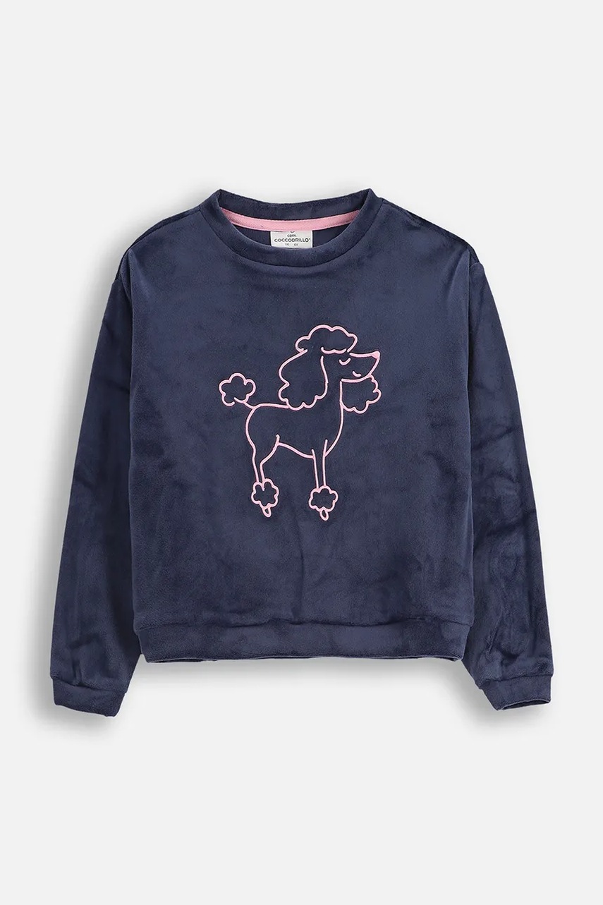 Coccodrillo bluză culoarea bleumarin, uni, FROSTING PUDDLE GIRL KIDS