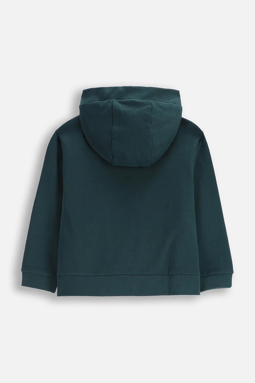 Детская хлопковая кофта Coccodrillo цвет зелёный с капюшоном с аппликацией FROSTING PUDDLE GIRL KIDS