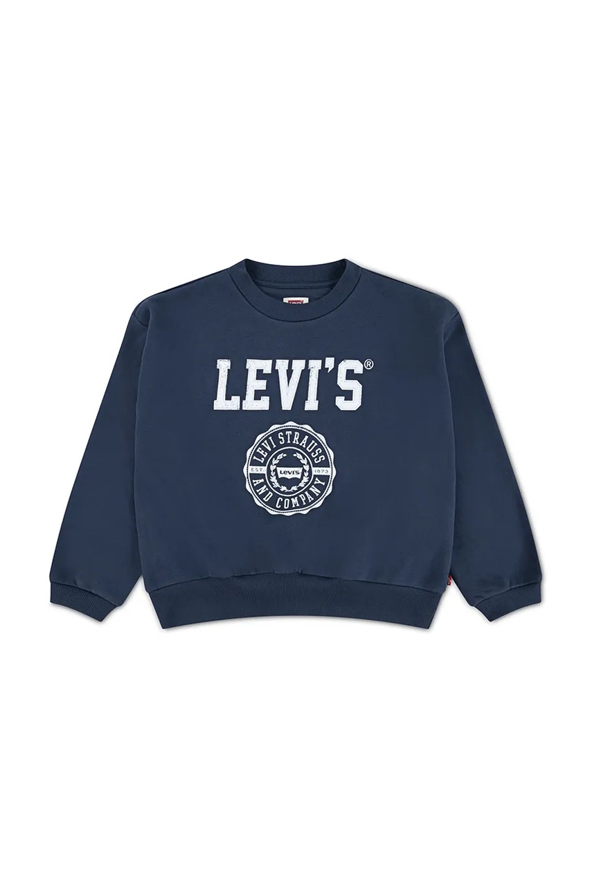 Levně Dětská mikina Levi's COLLEGIATE CREW tmavomodrá barva, s potiskem, 4EN514