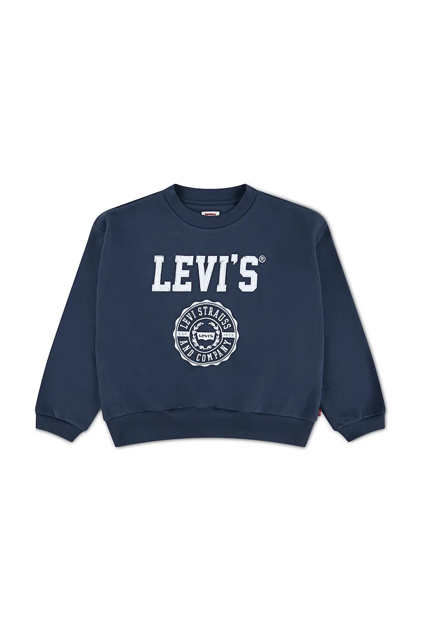 Levi\'s bluză copii COLLEGIATE CREW culoarea bleumarin, cu imprimeu, 4EN514