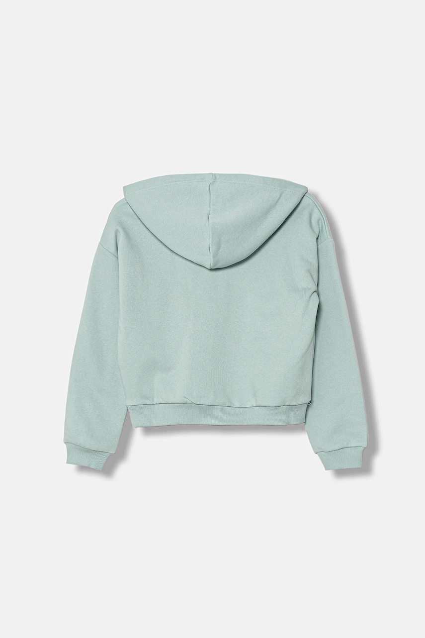 Детская кофта United Colors of Benetton цвет бирюзовый с капюшоном узор 39M2C205E Детская кофта United Colors of Benetton цвет бирюзовый с капюшоном узор 39M2C205E
