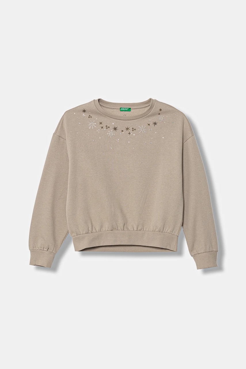 United Colors of Benetton bluză copii culoarea bej, cu imprimeu, 3J73C10RA